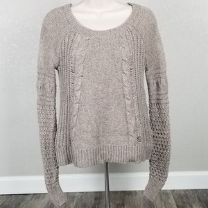 American Eagle Outfitters Chunky Cable Knit Wool Sweater Tan | XS